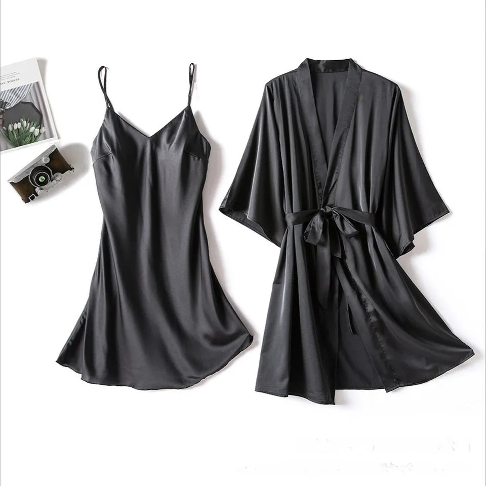 CHK P42 silk robe with casual woman long top