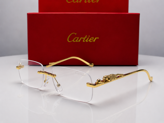 (GS-68) Luxury Rimless Panther Collection β Premium Gold Frame UV Protection Sunglasses & Optical Glasses