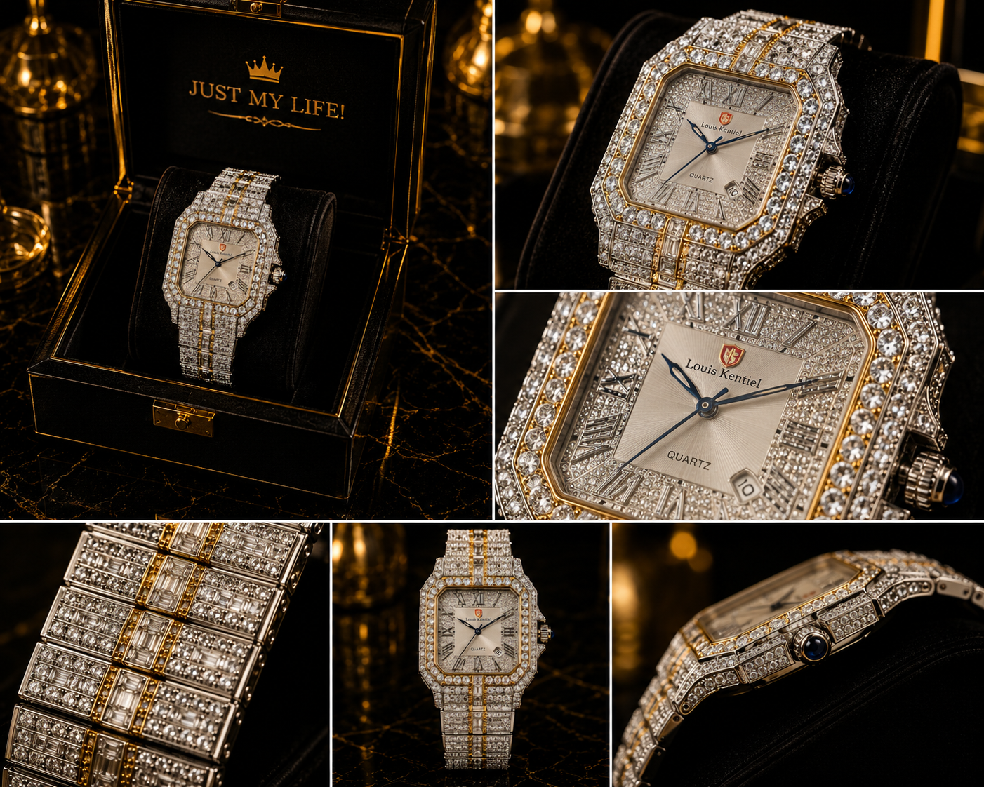 (WH-12) Luxury Iced-Out Silver Quartz Watch for Men | Premium Diamond Style Stainless Steel Wrist Watch