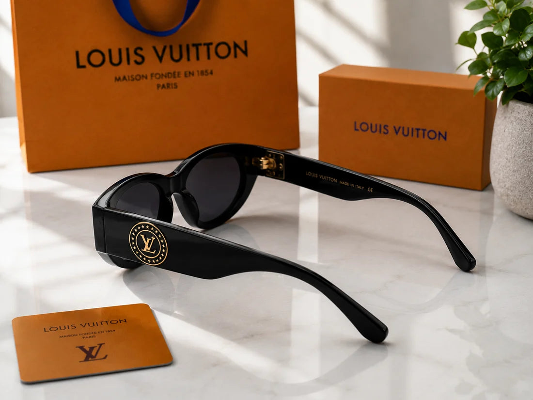 (GS-47) Louis Vuitton Premium Black Cat-Eye Sunglasses – Luxury UV400 Fashion Eyewear