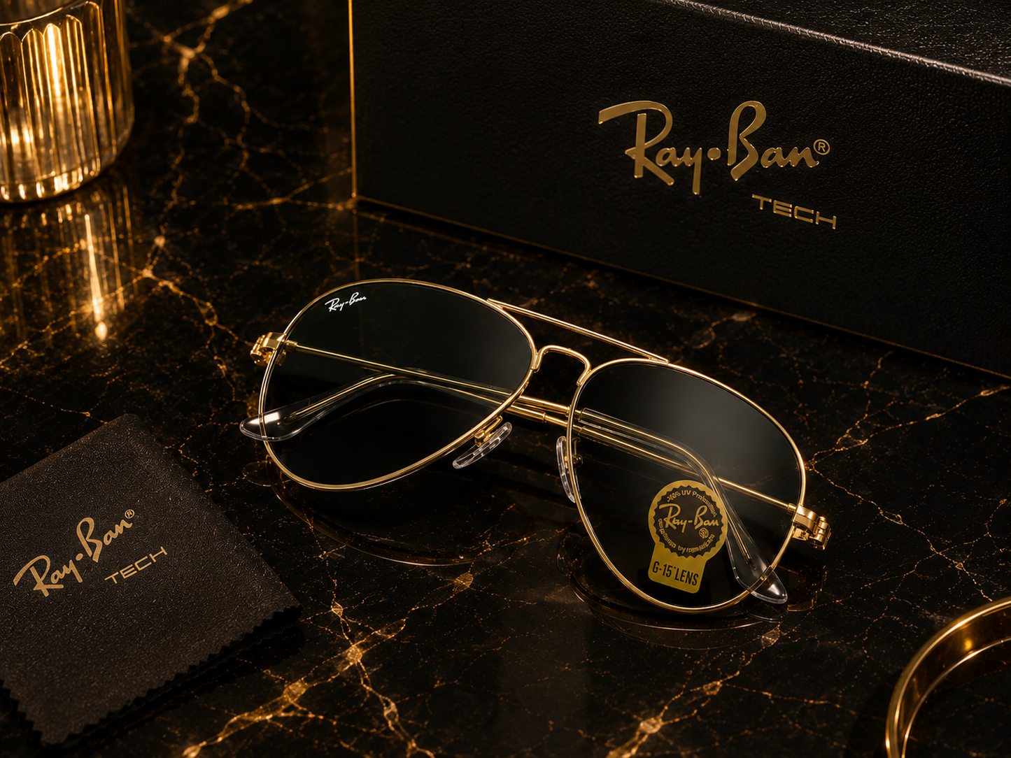 (GS-22) Ray-Ban Aviator Sunglasses | Premium Metal Frame | G-15 UV Protection Lenses | Luxury Eyewear