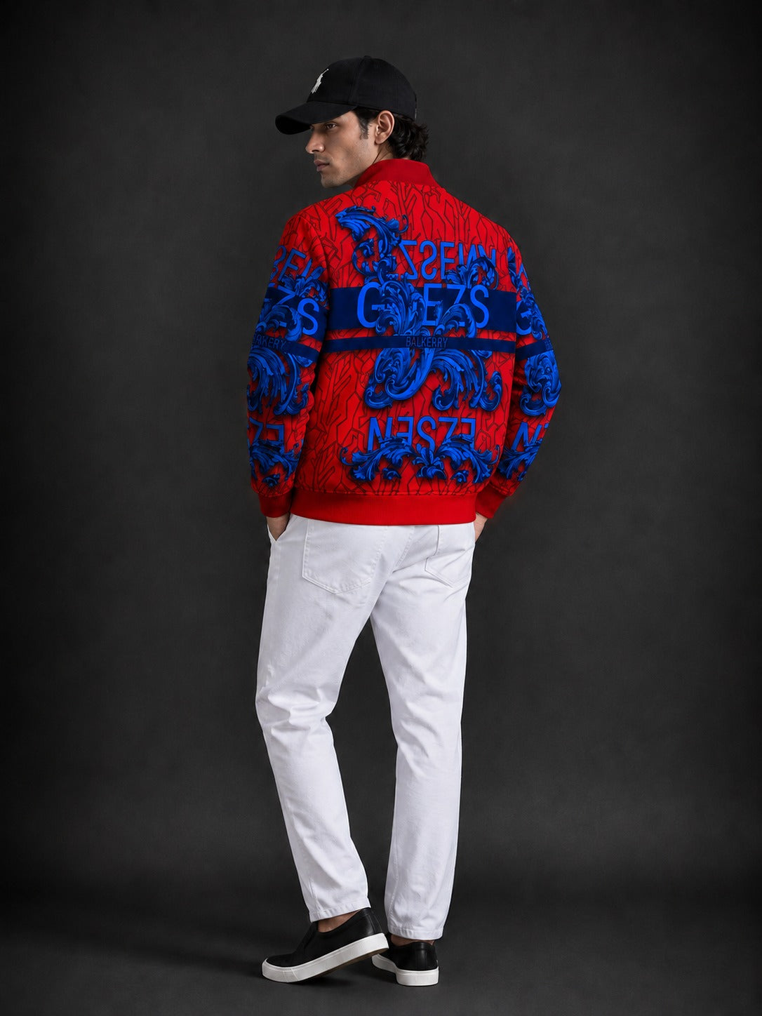 (CJ-21) Men's Royal Baroque Printed Bomber Jacket