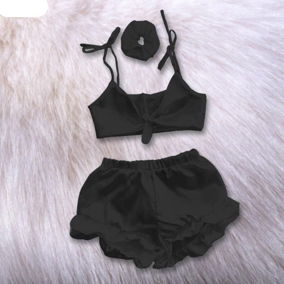 3 in 1 satin silk sleepwear set chk # p38