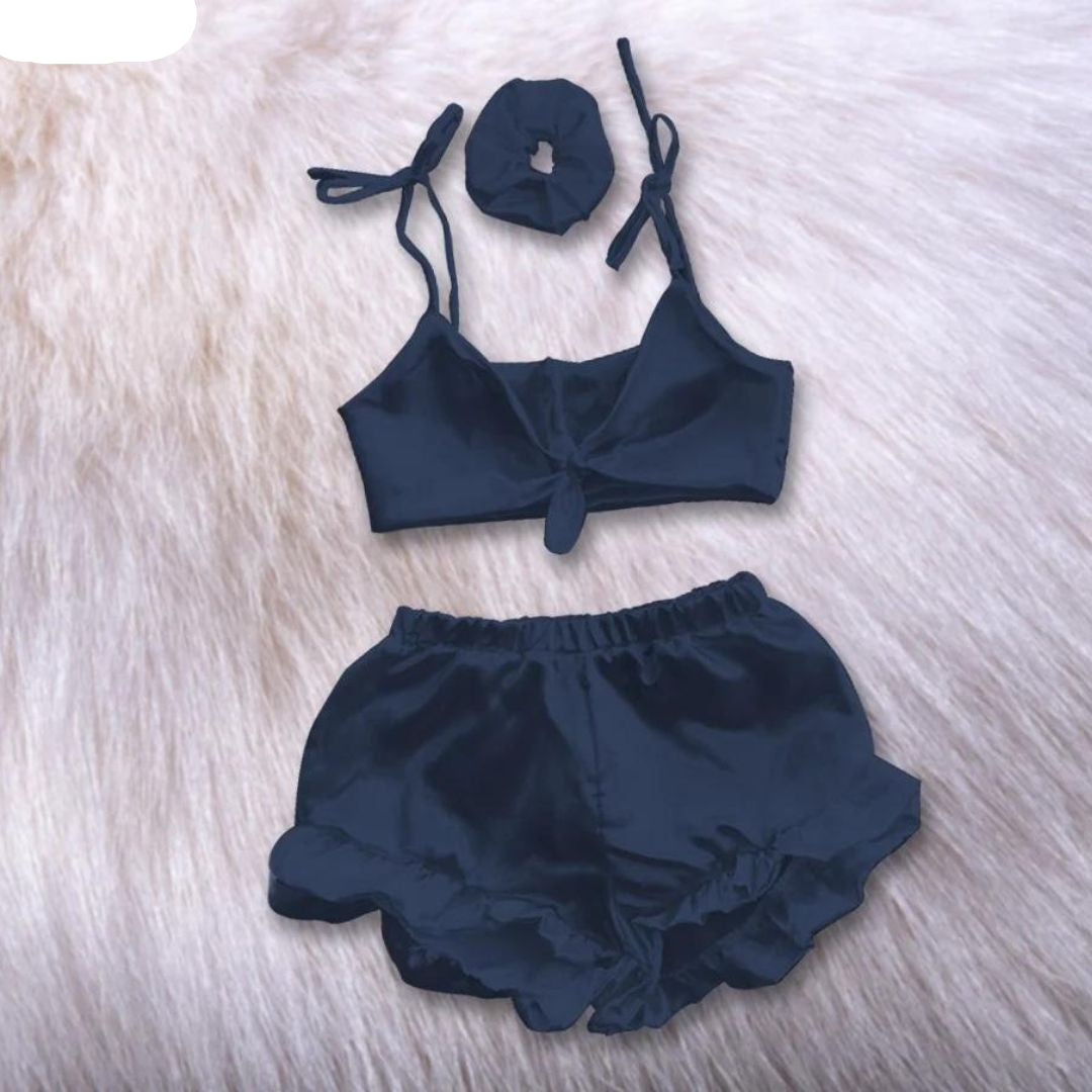 3 in 1 satin silk sleepwear set chk # p38