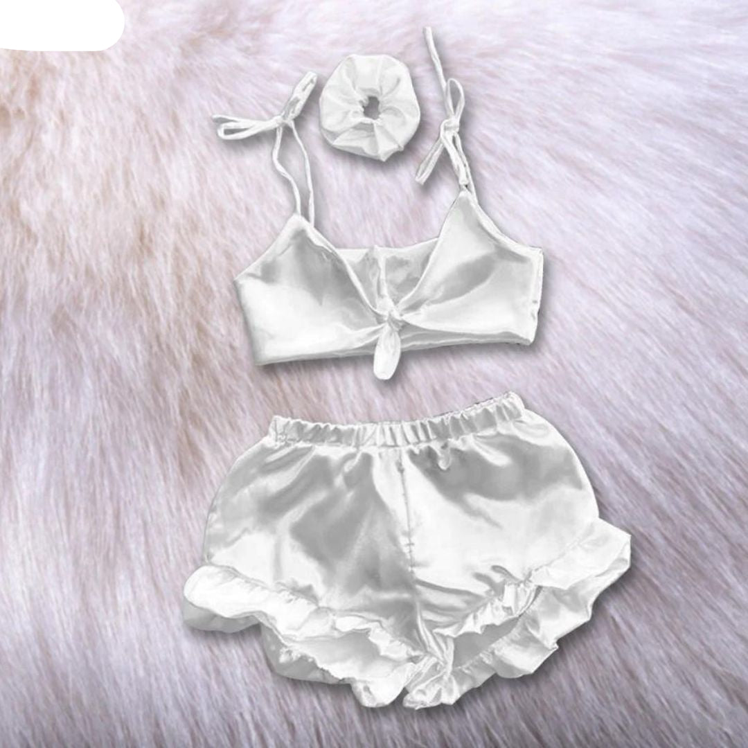 3 in 1 satin silk sleepwear set chk # p38