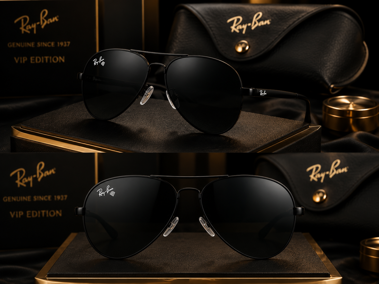 (GS-9) Ray-Ban Style Premium Black Aviator Sunglasses | UV400 Protection | Luxury Edition
