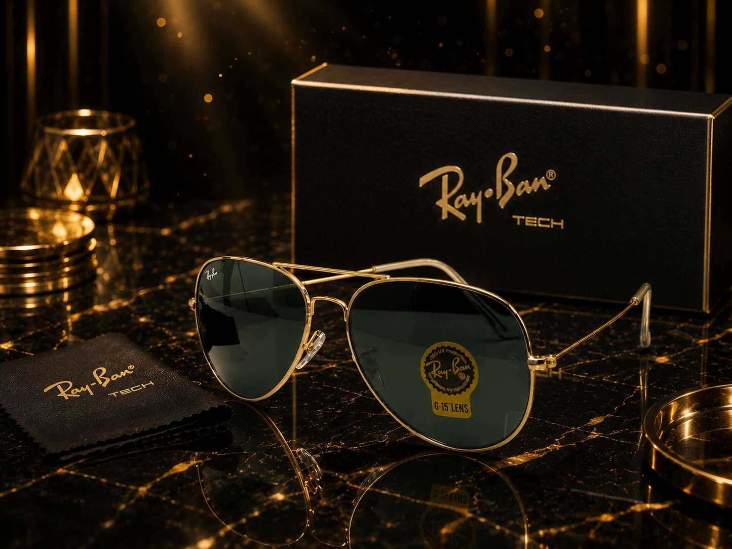 (GS-22) Ray-Ban Aviator Sunglasses | Premium Metal Frame | G-15 UV Protection Lenses | Luxury Eyewear