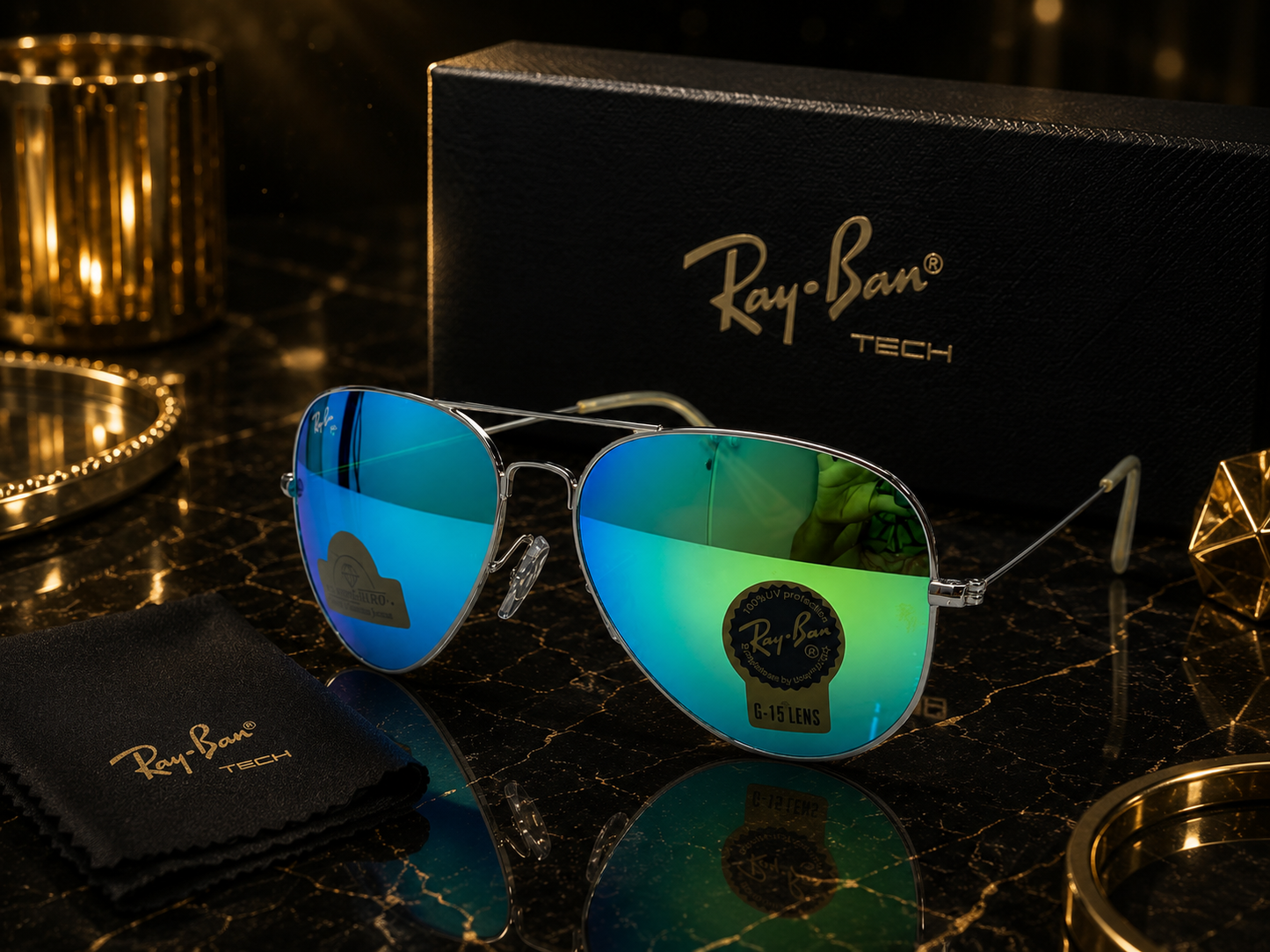 (GS-22) Ray-Ban Aviator Sunglasses | Premium Metal Frame | G-15 UV Protection Lenses | Luxury Eyewear