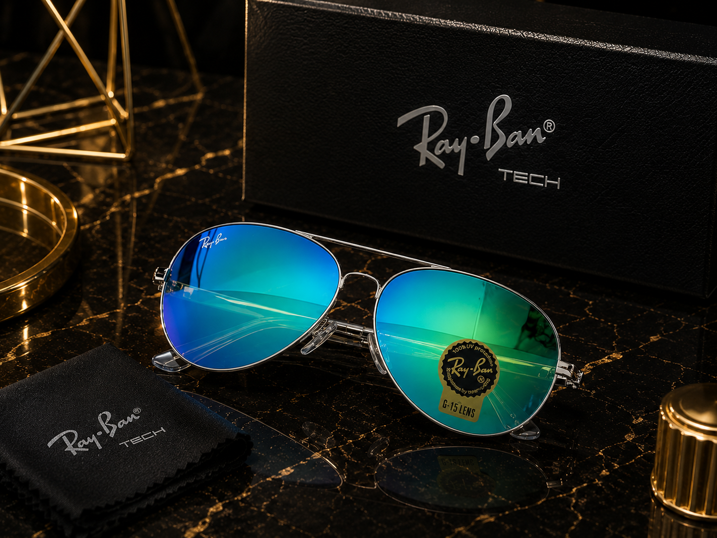 (GS-22) Ray-Ban Aviator Sunglasses | Premium Metal Frame | G-15 UV Protection Lenses | Luxury Eyewear