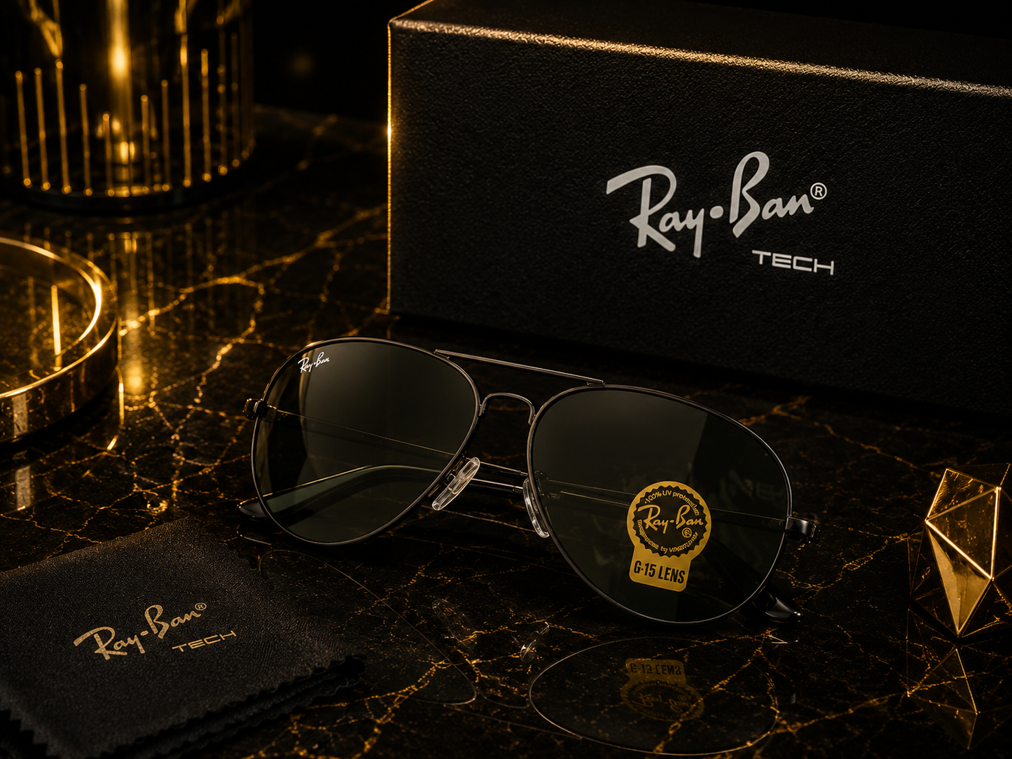 (GS-22) Ray-Ban Aviator Sunglasses | Premium Metal Frame | G-15 UV Protection Lenses | Luxury Eyewear