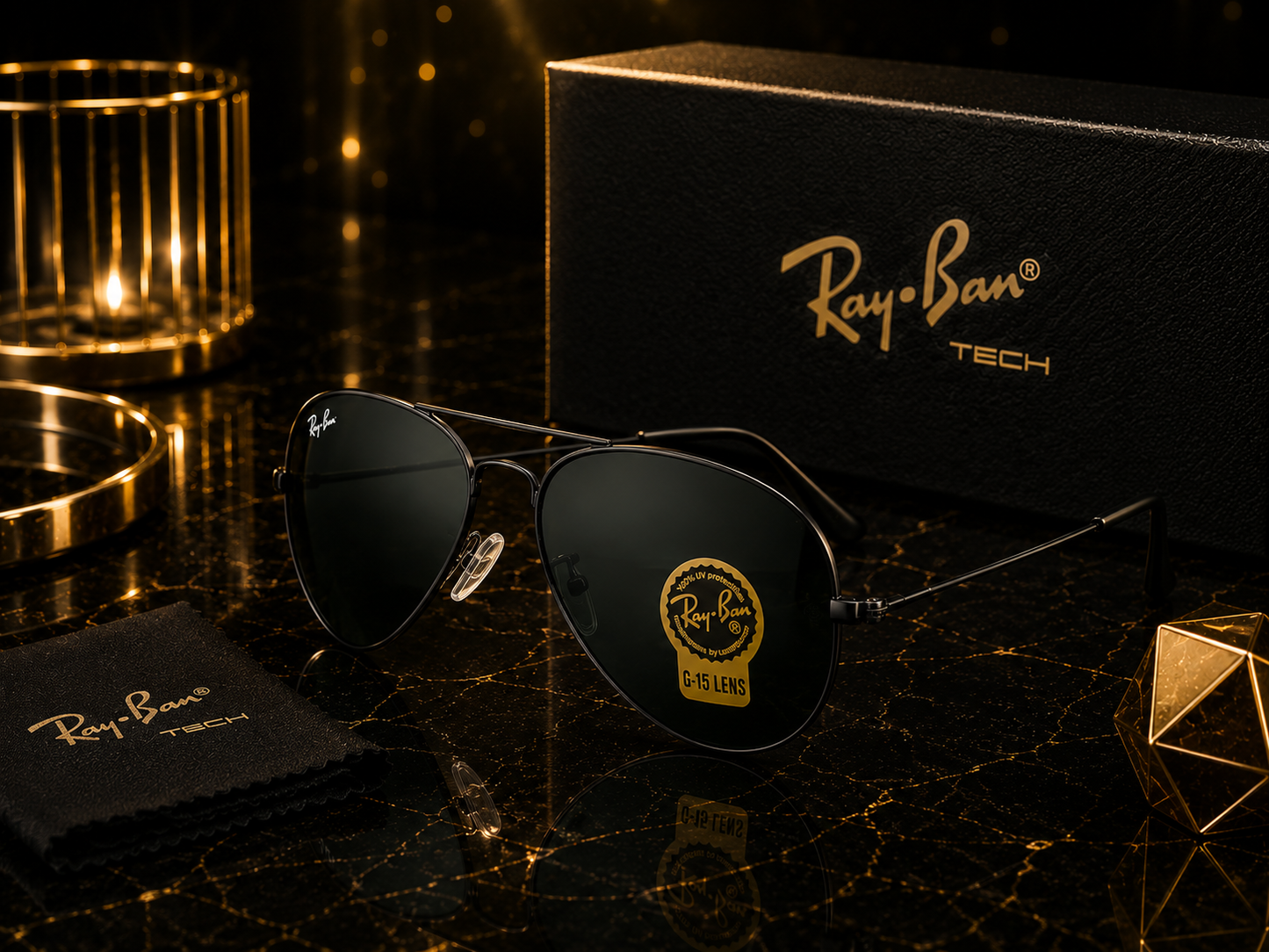 (GS-22) Ray-Ban Aviator Sunglasses | Premium Metal Frame | G-15 UV Protection Lenses | Luxury Eyewear