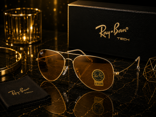 (GS-22) Ray-Ban Aviator Sunglasses | Premium Metal Frame | G-15 UV Protection Lenses | Luxury Eyewear