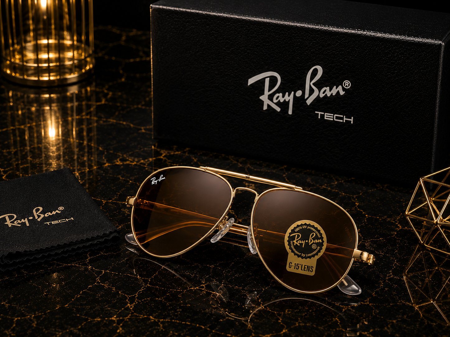 (GS-22) Ray-Ban Aviator Sunglasses | Premium Metal Frame | G-15 UV Protection Lenses | Luxury Eyewear