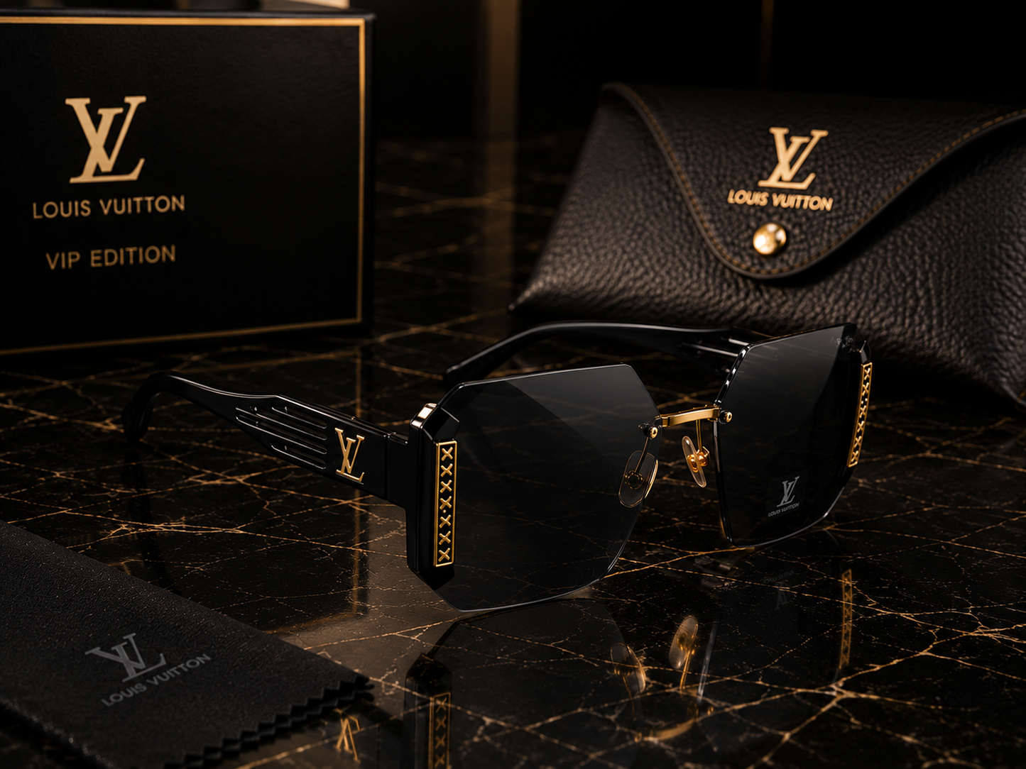 (GS- 18) Louis Vuitton Luxury Rimless Square Sunglasses – Premium Gradient Shades