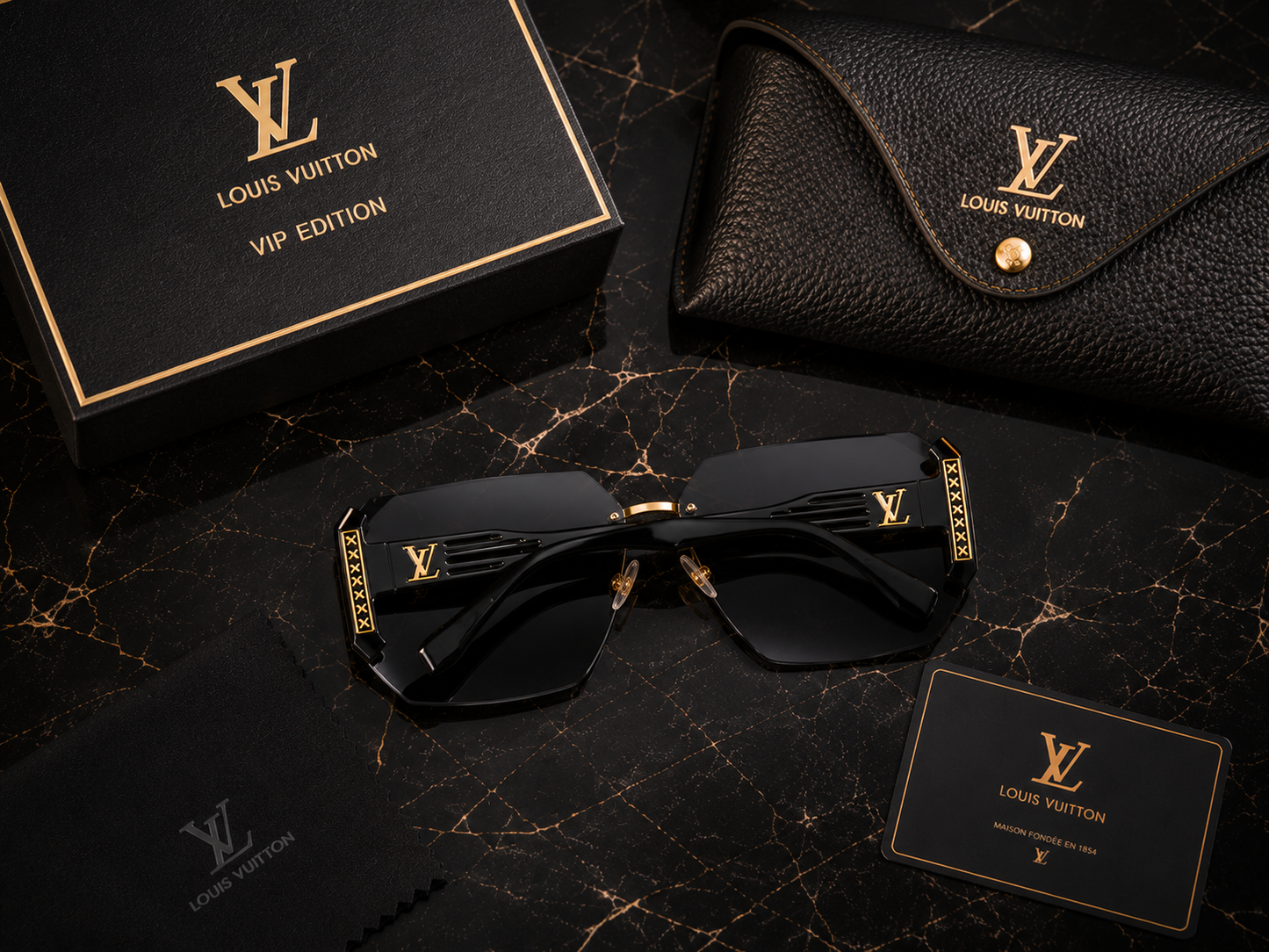 (GS- 18) Louis Vuitton Luxury Rimless Square Sunglasses – Premium Gradient Shades