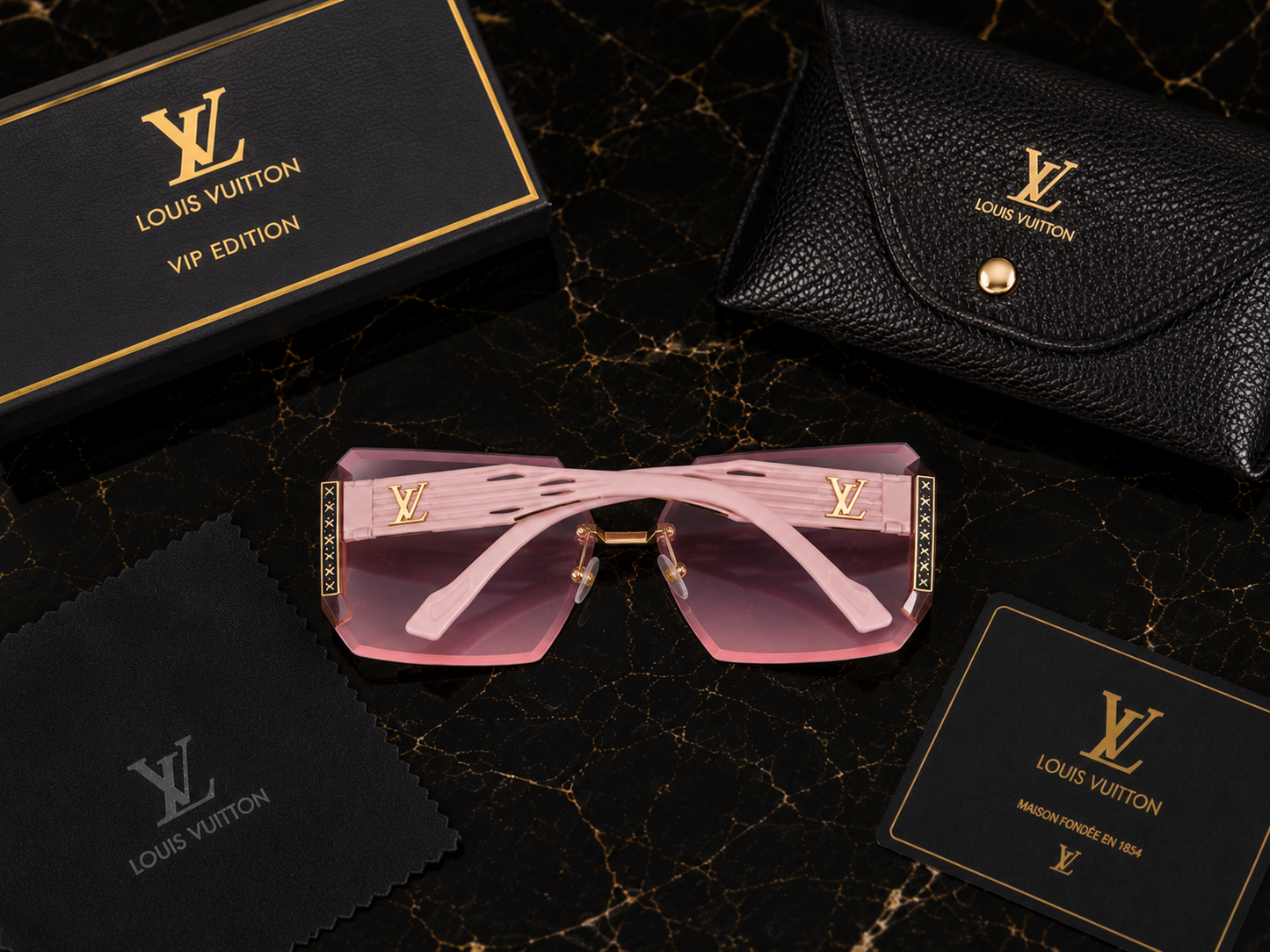 (GS- 18) Louis Vuitton Luxury Rimless Square Sunglasses – Premium Gradient Shades