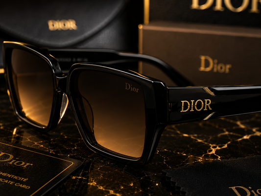 (GS-25) Luxury Dior Square Brown Gradient Sunglasses – Premium Fashion Eyewear