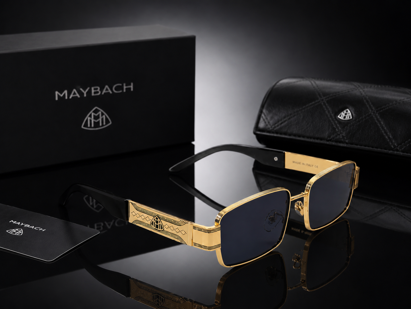 (GS-27) Maybach Luxury Gold Rectangular Sunglasses – Premium Designer UV400 Eyewear