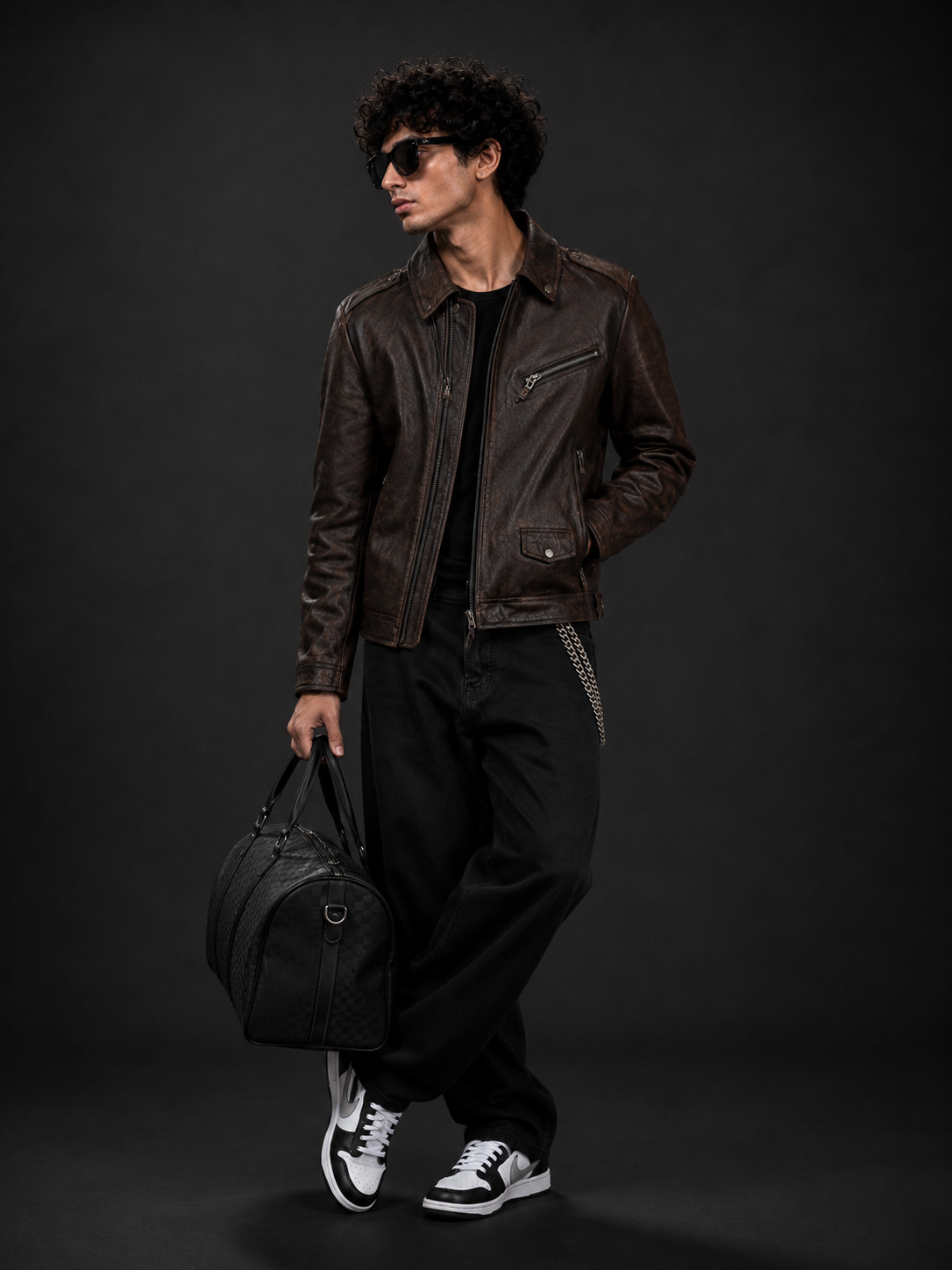(CJ-2) Vintage Biker Leather Jacket