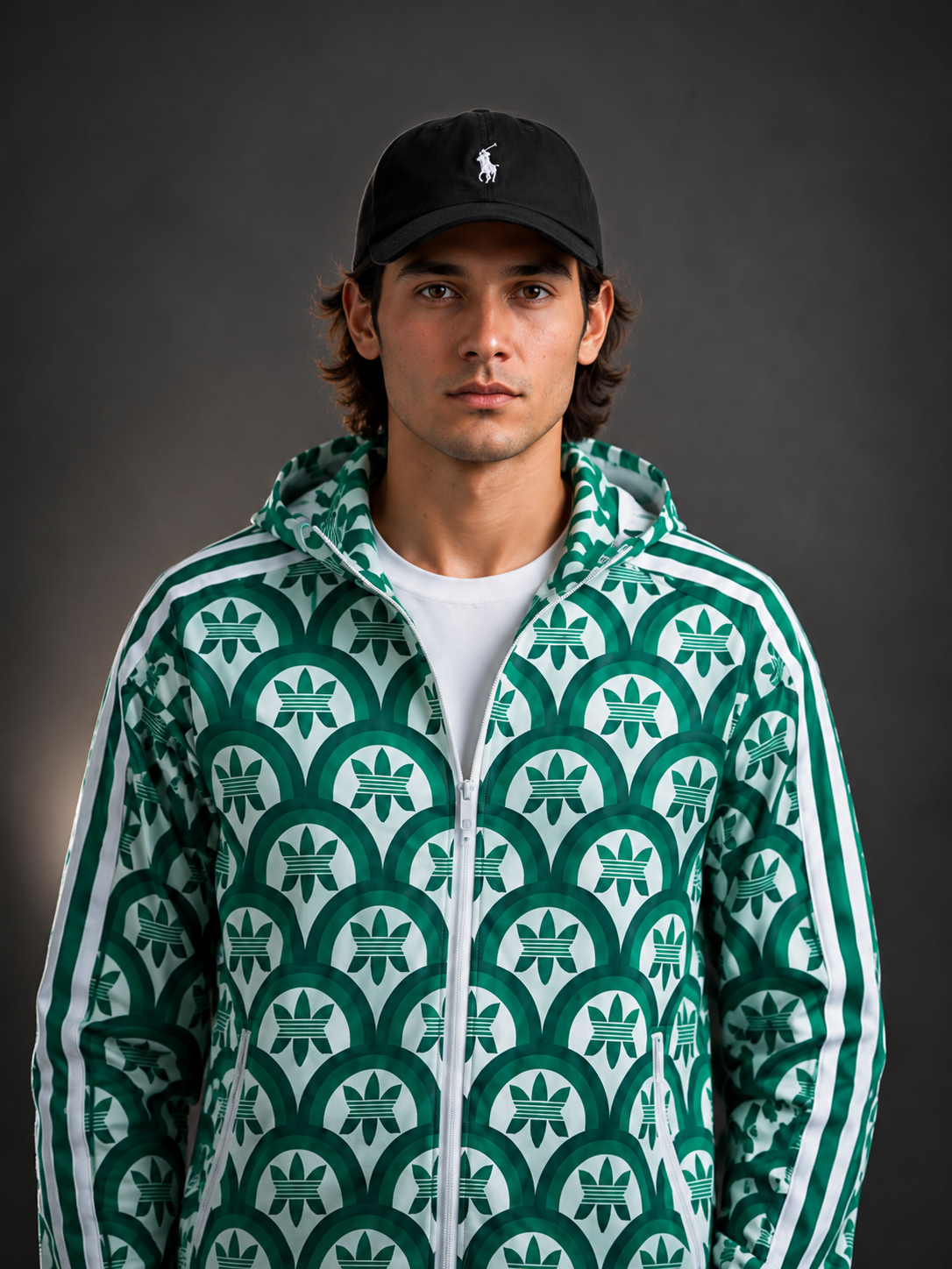 (CJ-3) Premium Green Monogram Zip-Up Hoodie | Lightweight Streetwear Jacket