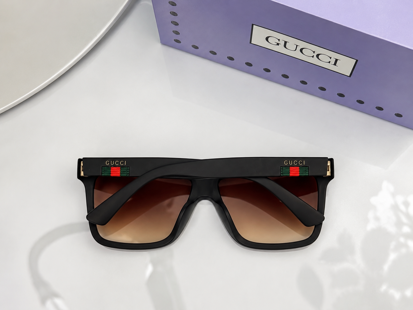 (GS-33) Gucci Premium Oversized Square Sunglasses – Black/Brown Gradient