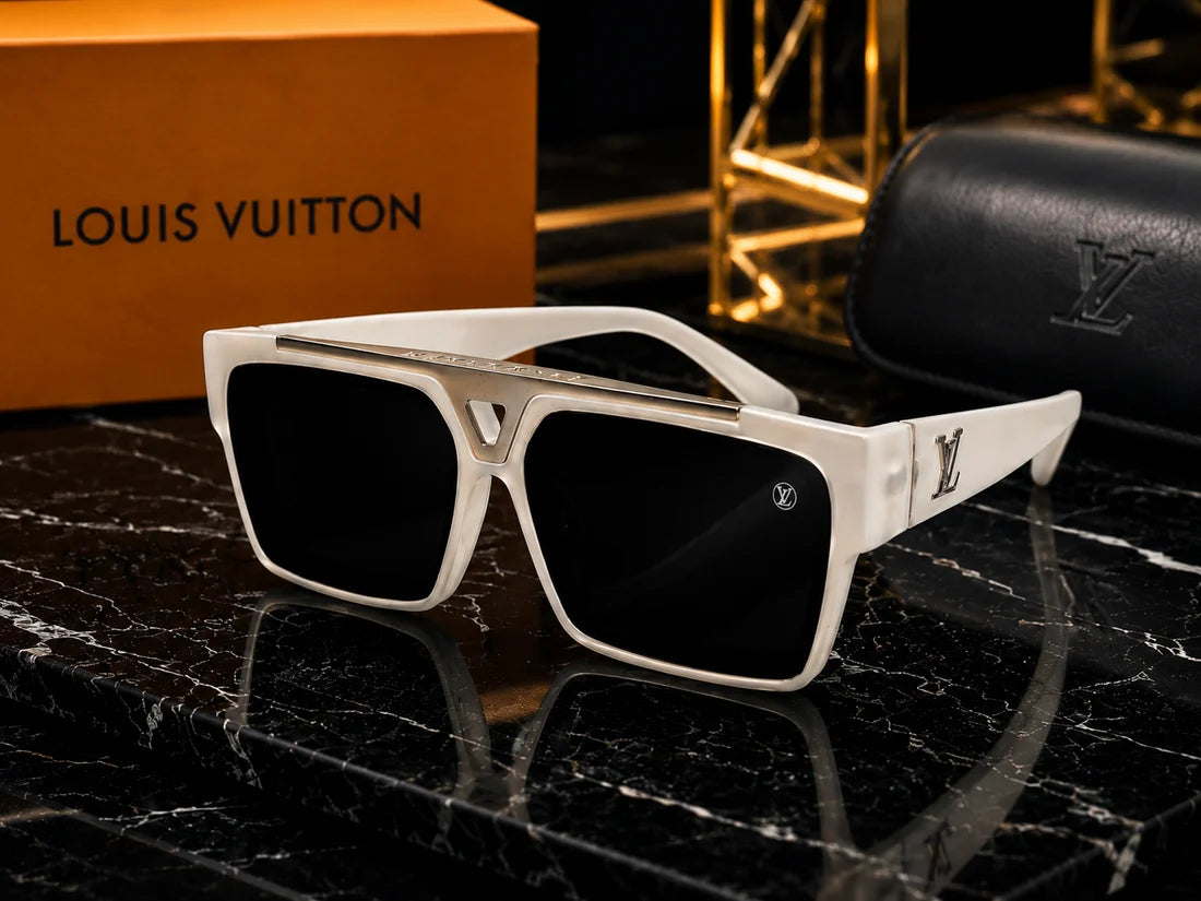 (GS-38) Louis Vuitton Premium White Square Sunglasses – Luxury Oversized UV Protection Eyewear