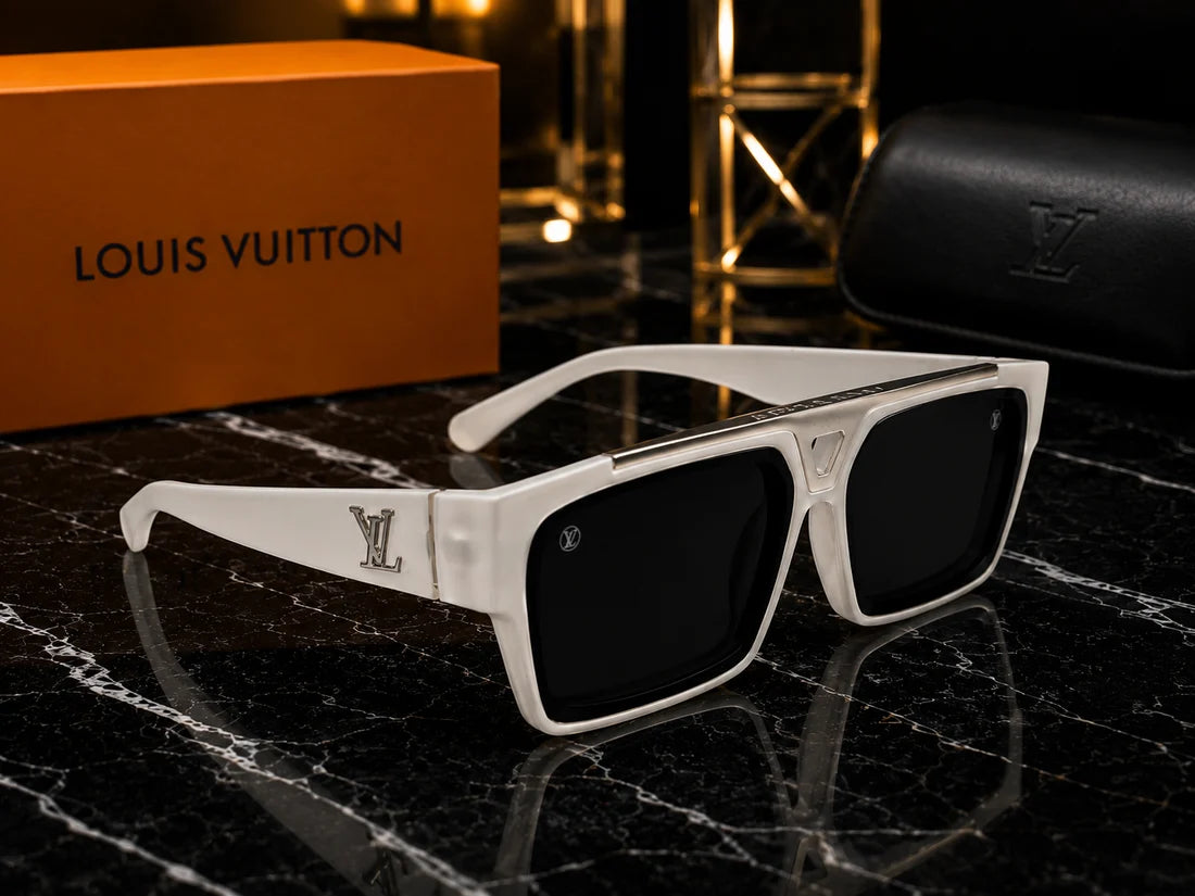 (GS-38) Louis Vuitton Premium White Square Sunglasses – Luxury Oversized UV Protection Eyewear