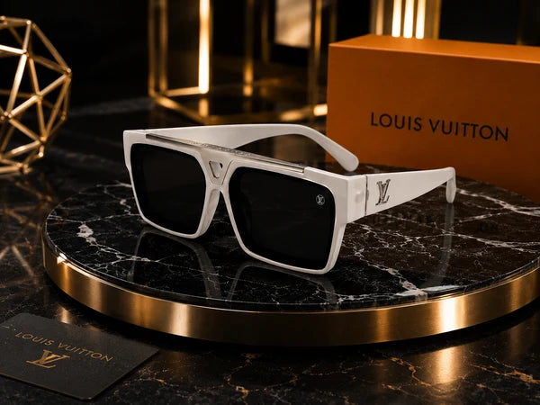 (GS-38) Louis Vuitton Premium White Square Sunglasses – Luxury Oversized UV Protection Eyewear