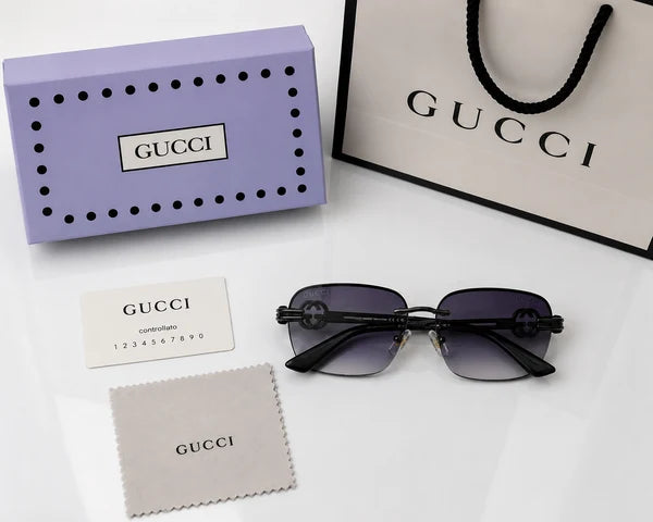 (GS-37) Gucci Premium Rimless Square Sunglasses – Luxury Gradient UV Protection Eyewear