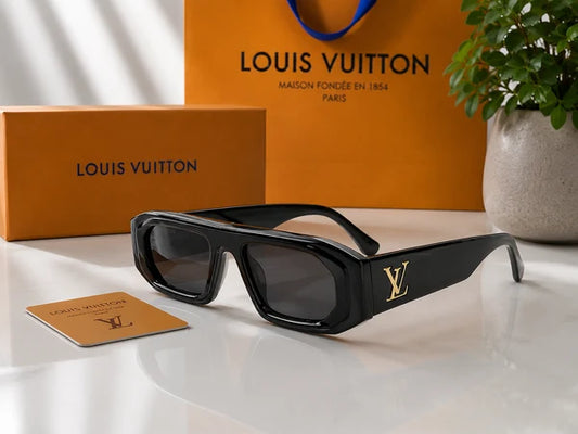 (GS-46) Louis Vuitton Premium Black Rectangular Sunglasses – Luxury UV400 Fashion Eyewear