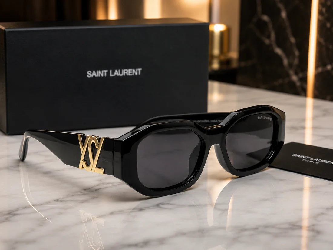 (GS-50)Saint Laurent YSL Black Luxury Square Sunglasses – Premium Designer Eyewear