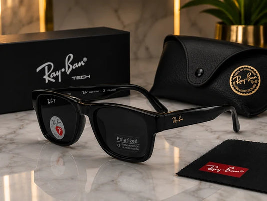(GS-51) Ray-Ban Tech Polarized Square Sunglasses – Premium Black Frame | UV400 Protection