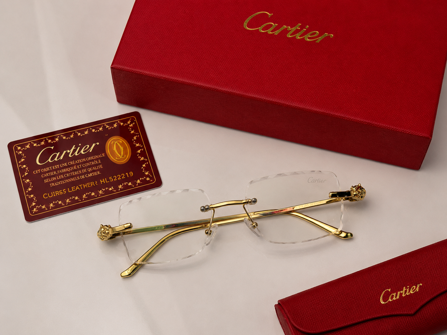 (GS-58( Luxury Rimless Square Sunglasses – Premium Gold Metal Frame | UV400 Protection |