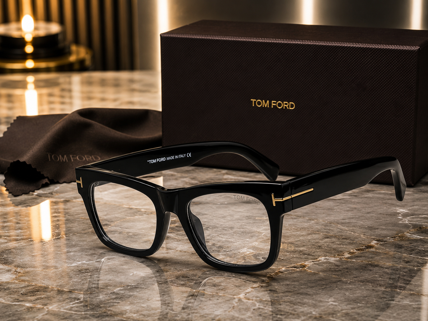 (GS-59) Tom Ford TF622 Premium Square Eyewear – Black Frame |