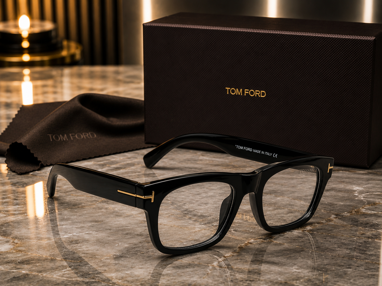 (GS-59) Tom Ford TF622 Premium Square Eyewear – Black Frame |