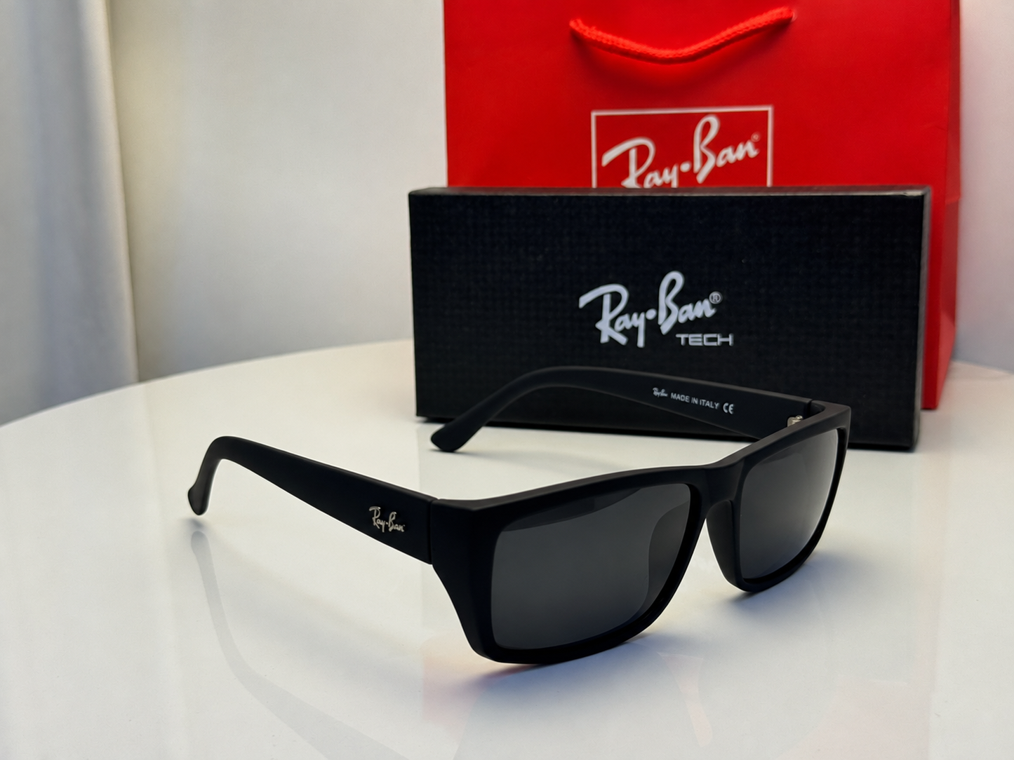 (GS-65) Ray-Ban Tech Black Square Polarized Sunglasses | UV400 Protection | Premium Unisex Eyewear