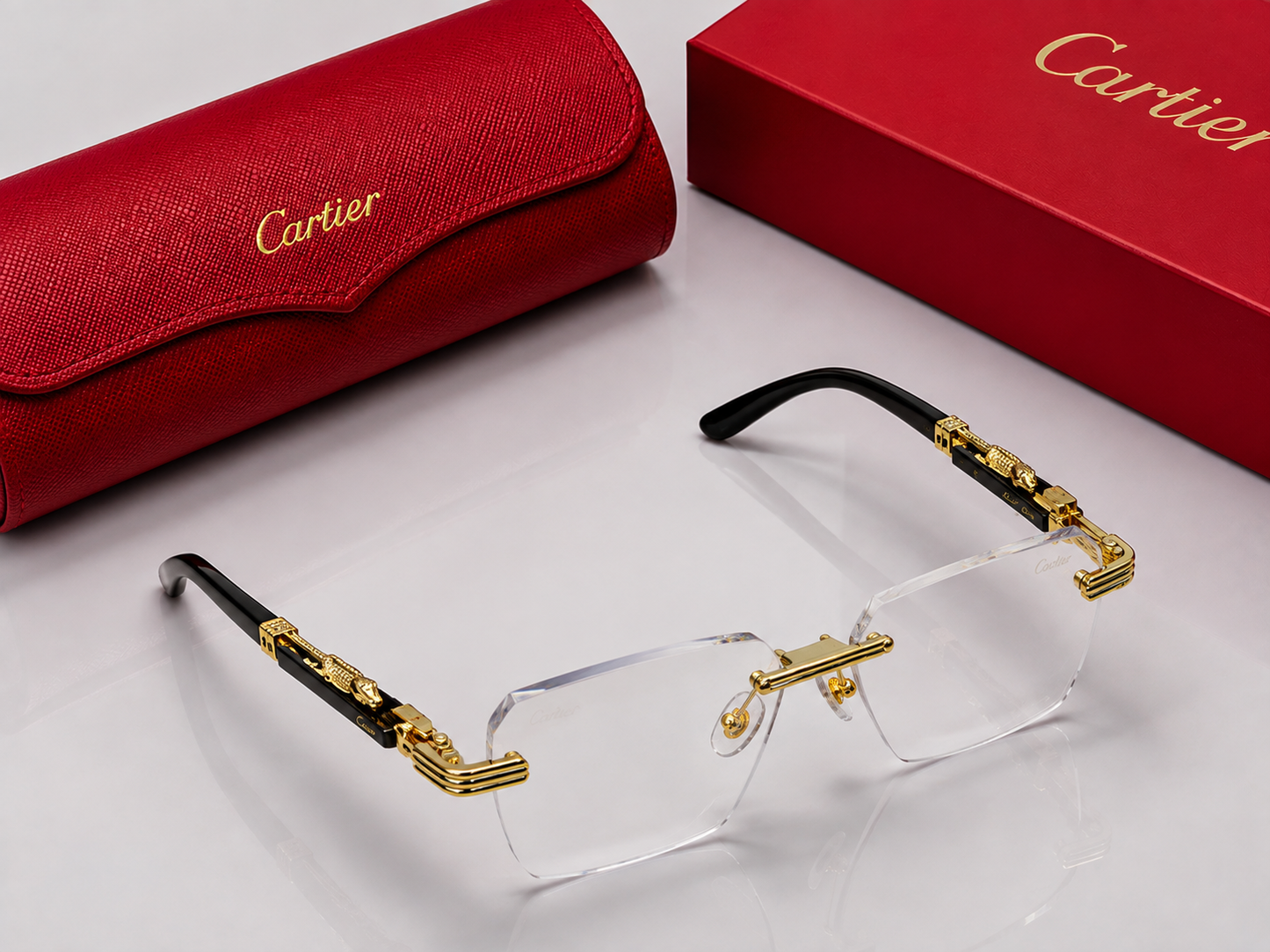 (GS-69) Cartier Rimless Luxury Eyewear – Gold Frame Designer Glasses & Sunglasses
