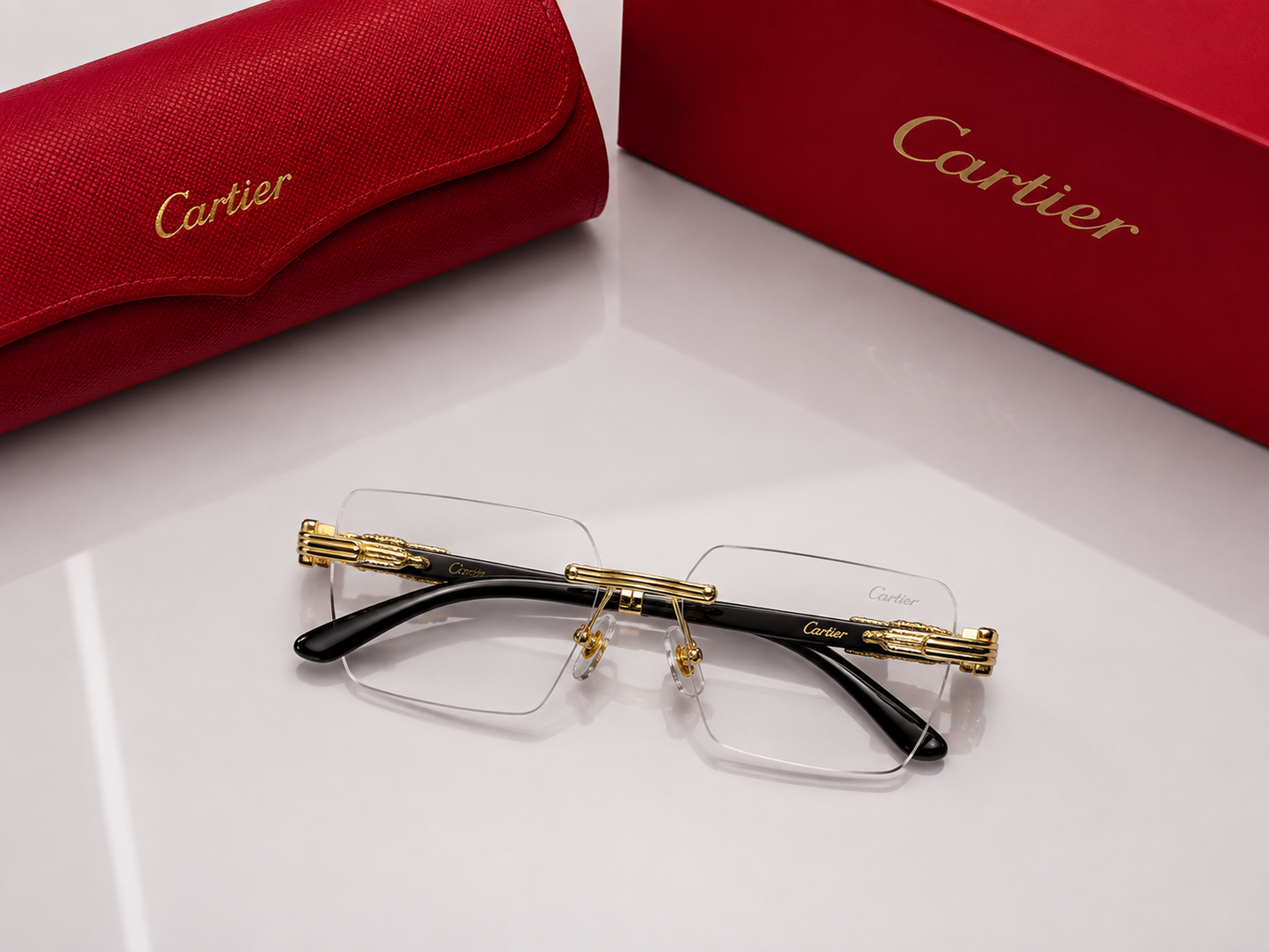(GS-69) Cartier Rimless Luxury Eyewear – Gold Frame Designer Glasses & Sunglasses