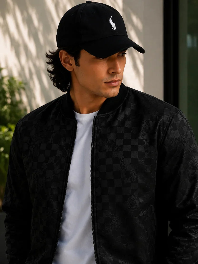 (CJ-34) Urban : Shadow-Embossed  Bomber Jacket