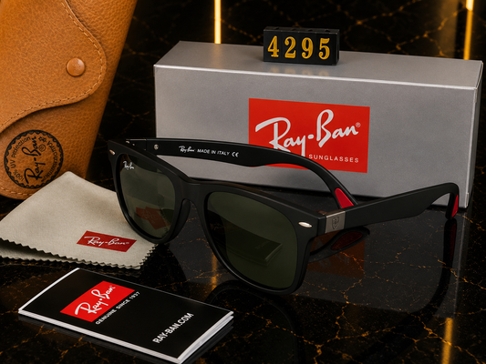 (GS-10) Ray-Ban Ferrari Style Black Sunglasses | Premium UV400 Protection | Brand New