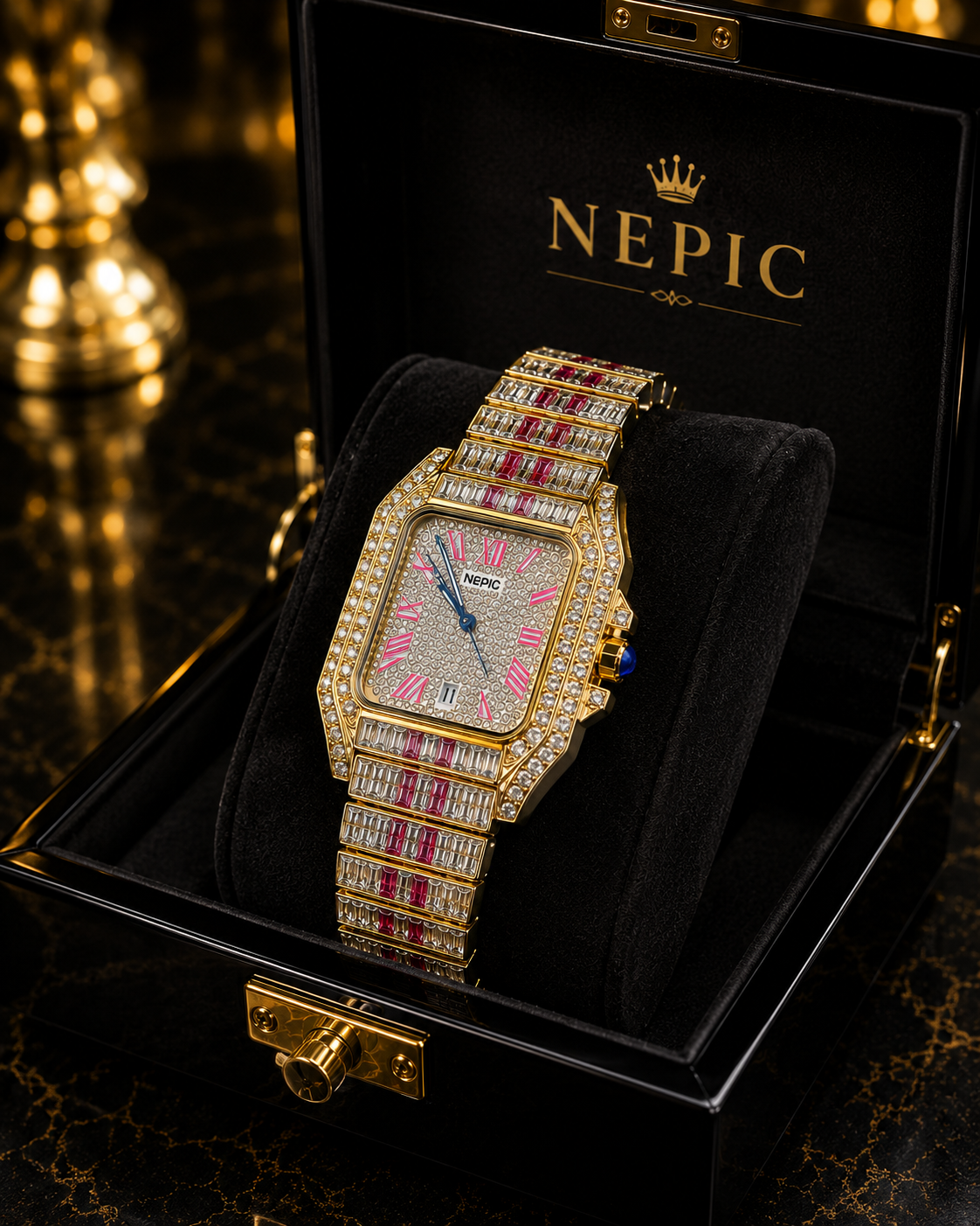 (WH-10) NEPIC Luxury Diamond Watch – Premium Iced Out Crystal Men's Wrist Watch