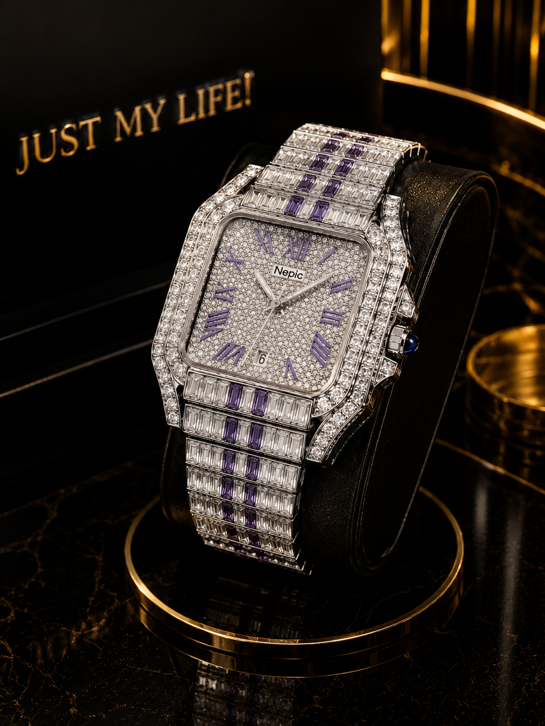(WH-10) NEPIC Luxury Diamond Watch – Premium Iced Out Crystal Men's Wrist Watch