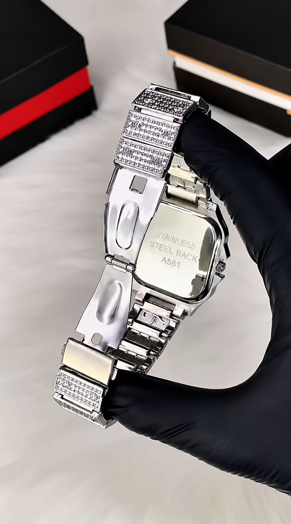 (WH-18) Luxury Iced Out Square Diamond Watch | Silver & Rose Gold Edition