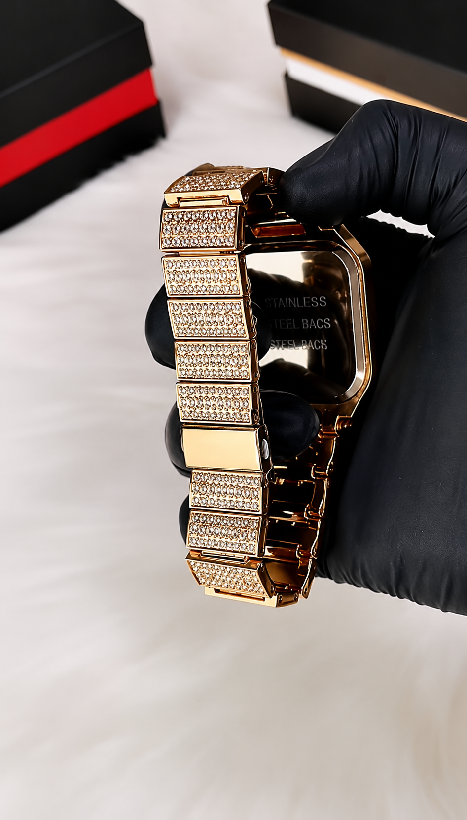 (WH-18) Luxury Iced Out Square Diamond Watch | Silver & Rose Gold Edition