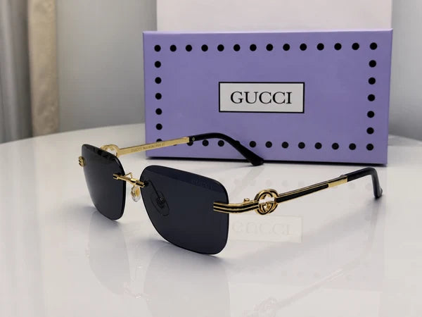 (GS-37) Gucci Premium Rimless Square Sunglasses – Luxury Gradient UV Protection Eyewear