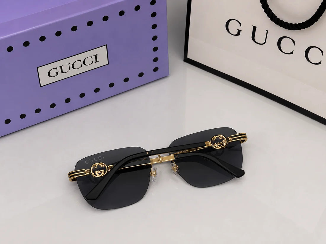 (GS-37) Gucci Premium Rimless Square Sunglasses – Luxury Gradient UV Protection Eyewear