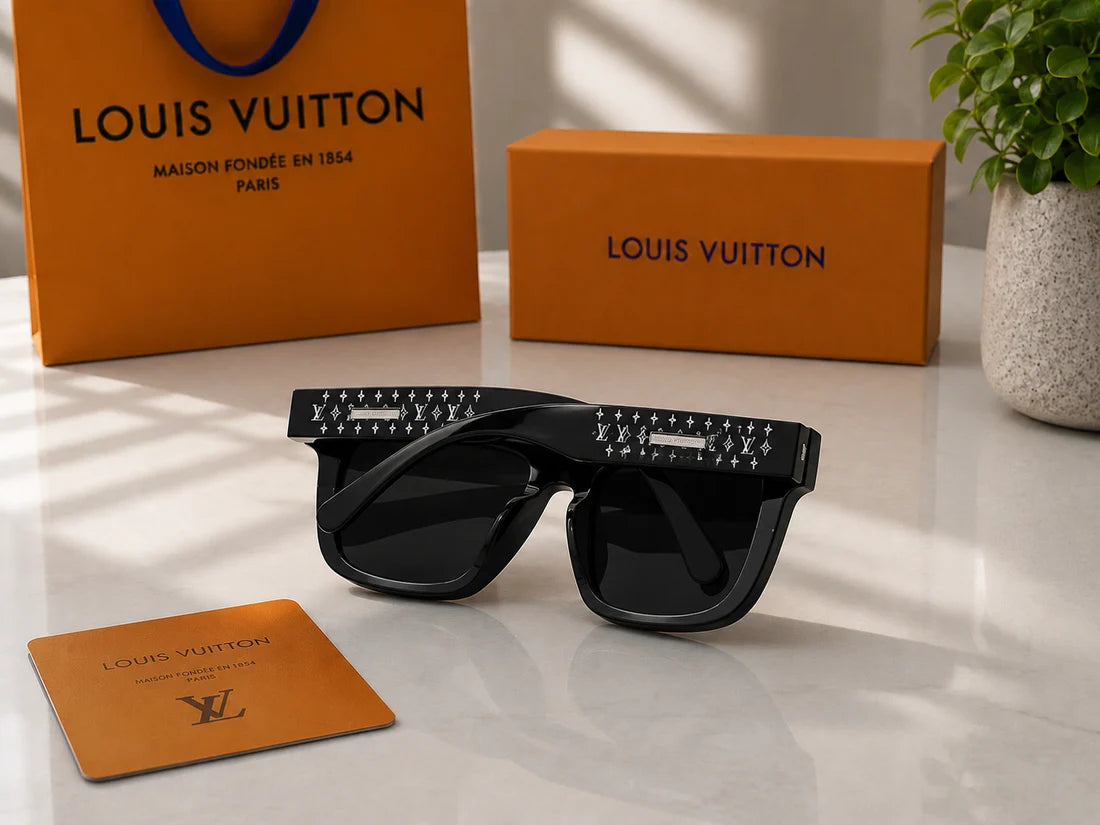 (GS-48) Louis Vuitton Premium Square Black Polarized Sunglasses – Luxury UV400 Designer Eyewear