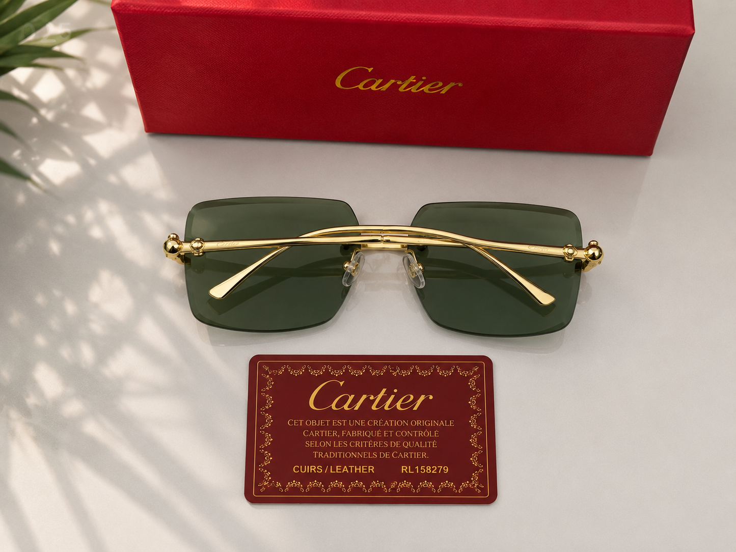 (GS-57) Luxury Rimless Square Sunglasses  – Gold Metal Frame | UV400 Designer Style Eyewear |