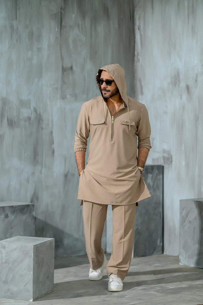 Men’s Hooded Kurta Pajama Set – Modern Fusion Ethnic Wear