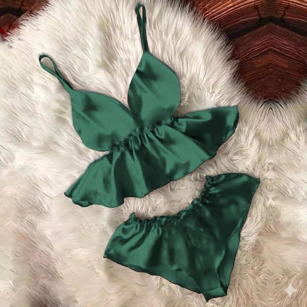 Women V-Neck Eyelash cami Bowknot Shorts Set CHK # P46